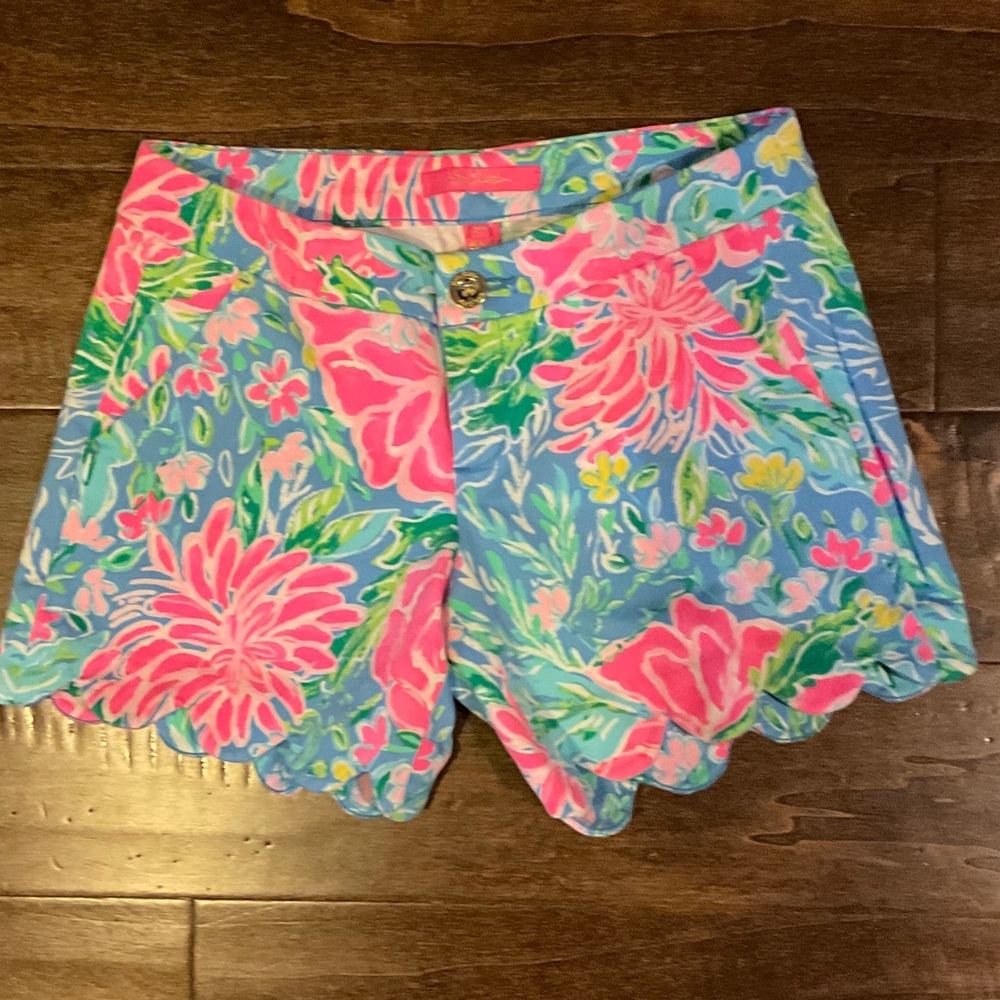 Lilly Pulitzer Blue and Pink Floral High Waist Shorts